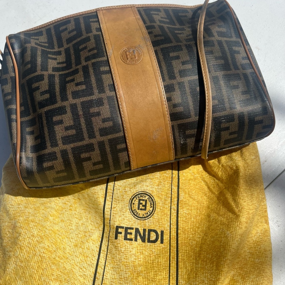 Fendi womens Brown and Black Bag with logo